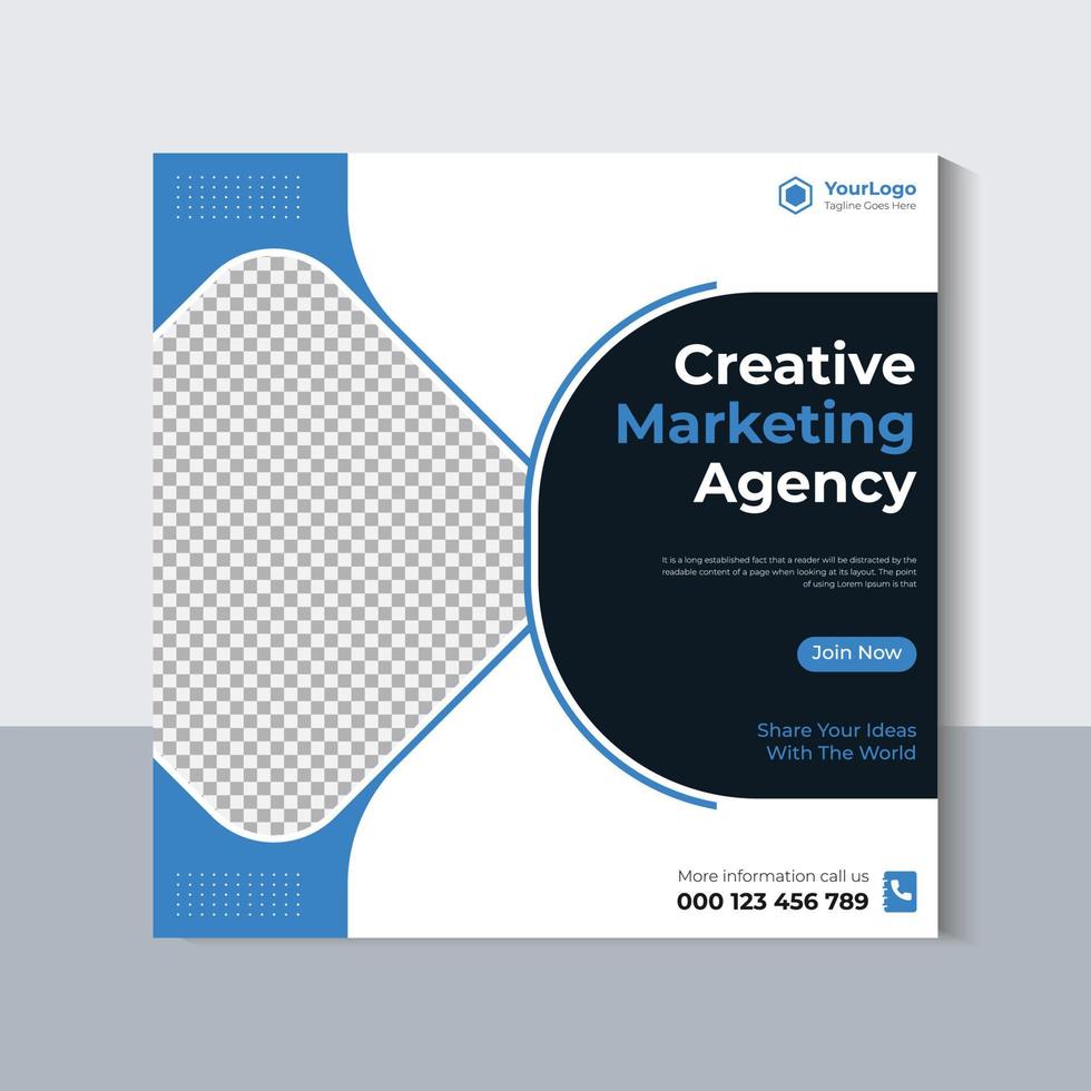 kreatives Marketing-Agentur-Banner-Design, Corporate-Social-Media-Post-Vorlage, Web-Banner, Angebots-Banner, blaue Farbe, Pro-Vektor vektor