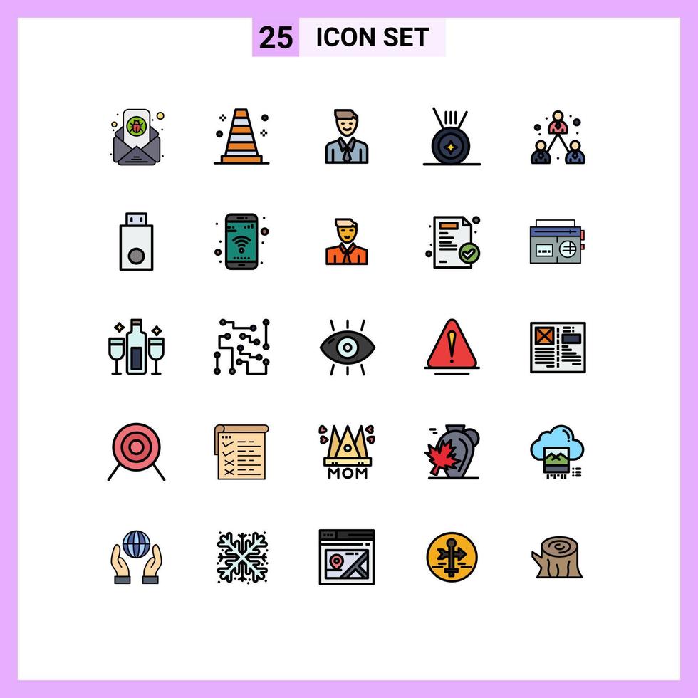 satz von 25 modernen ui-symbolen symbolzeichen für moderne unternehmensleitergeschäftsmedaillen editierbare vektordesignelemente vektor