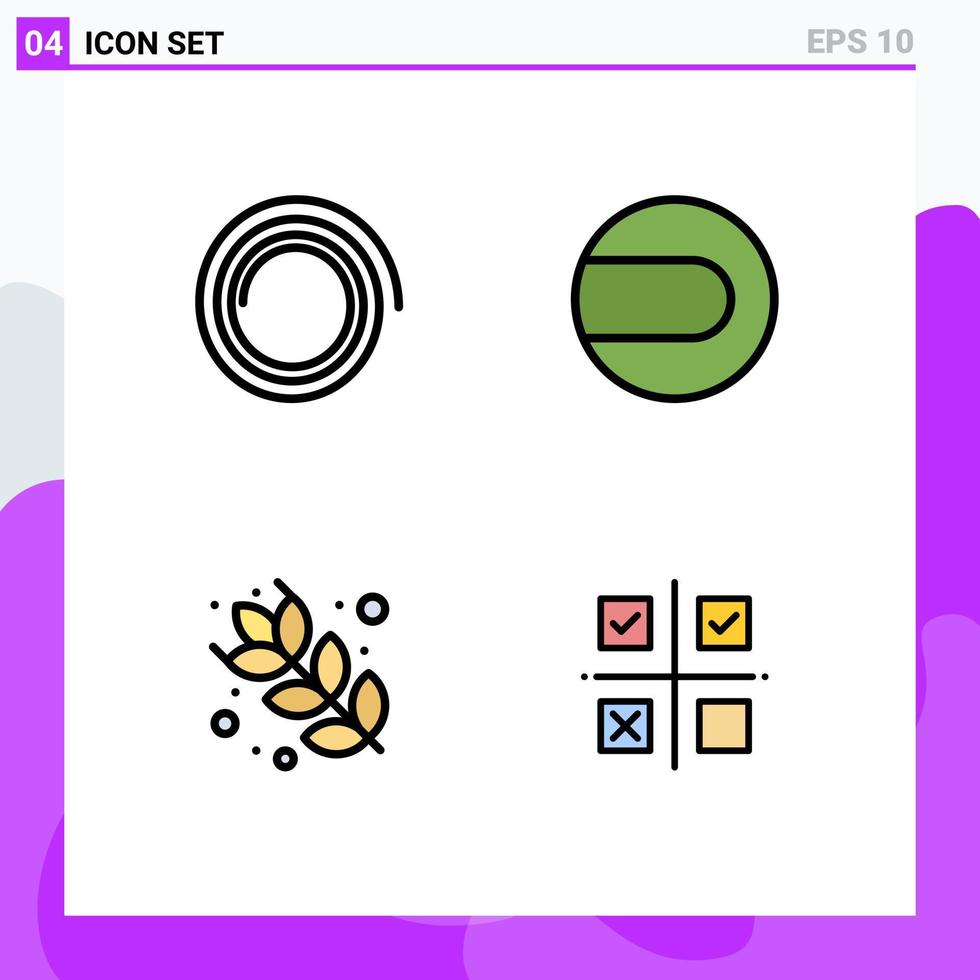 piktogram uppsättning av 4 enkel fylld linje platt färger av form förvaltning match mat produkt redigerbar vektor design element