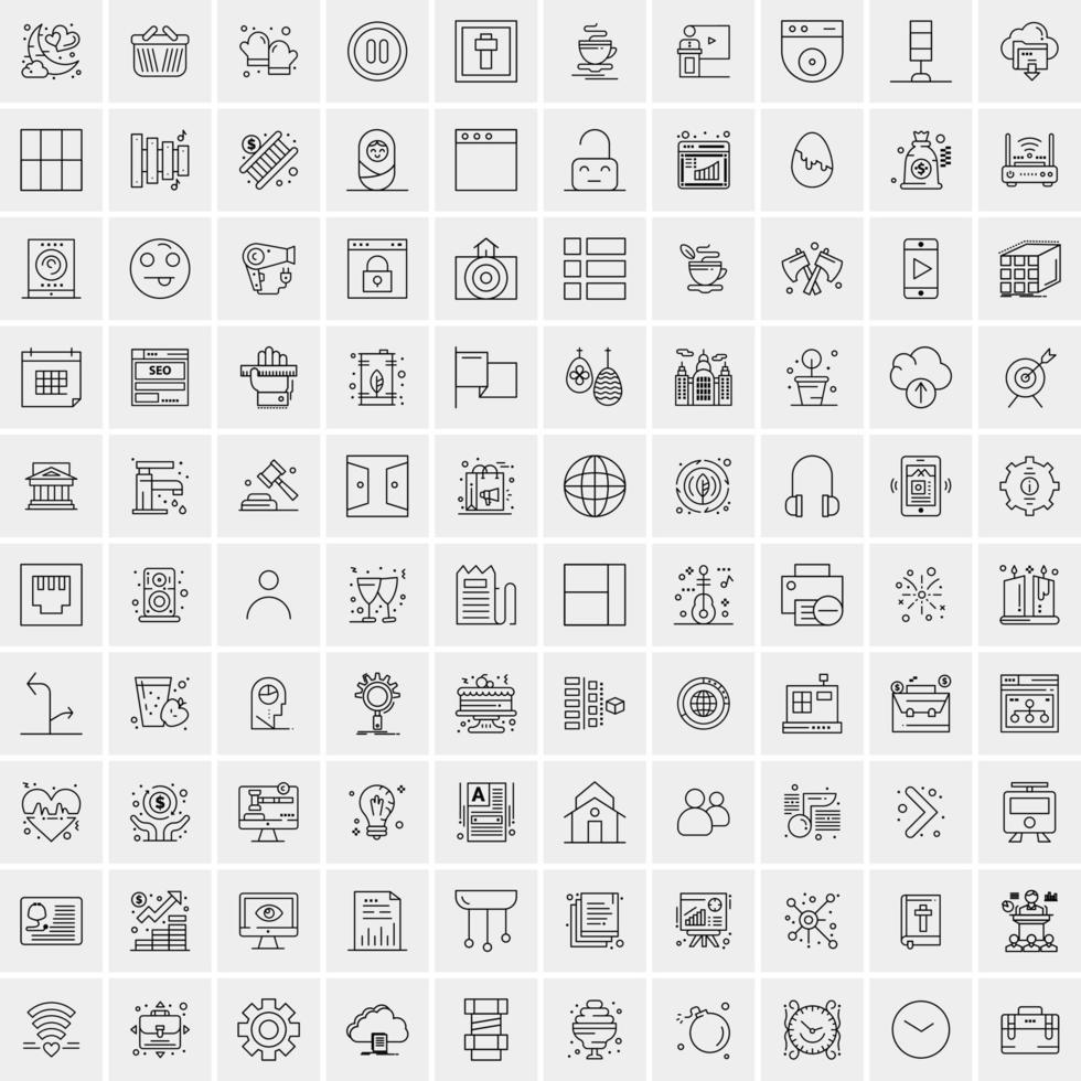 uppsättning av 100 kreativ företag linje ikoner vektor