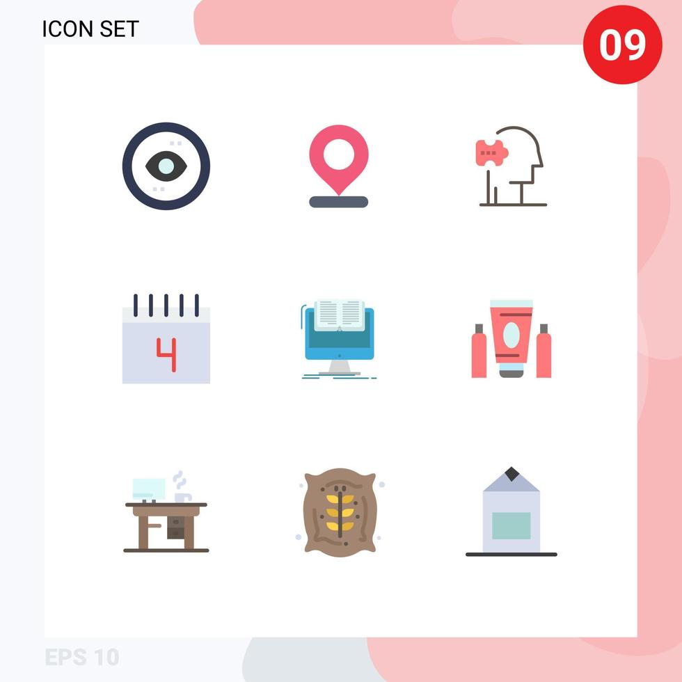 modern uppsättning av 9 platt färger pictograph av dokumentera schema stift utbildning lösningar redigerbar vektor design element