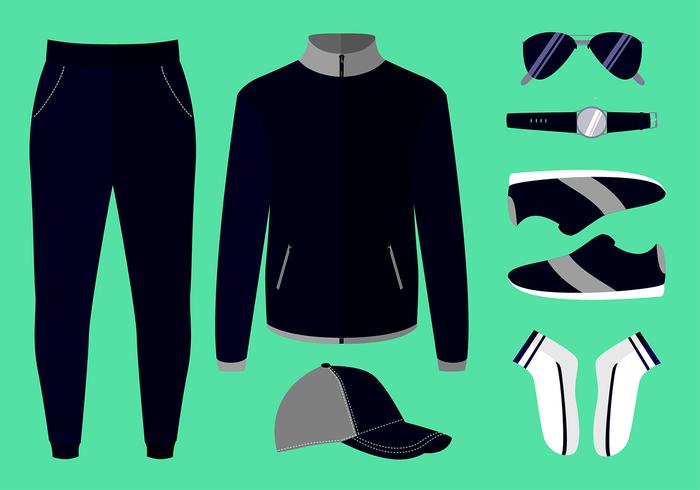 Windbreaker och Winter Clothes Set Free Vector