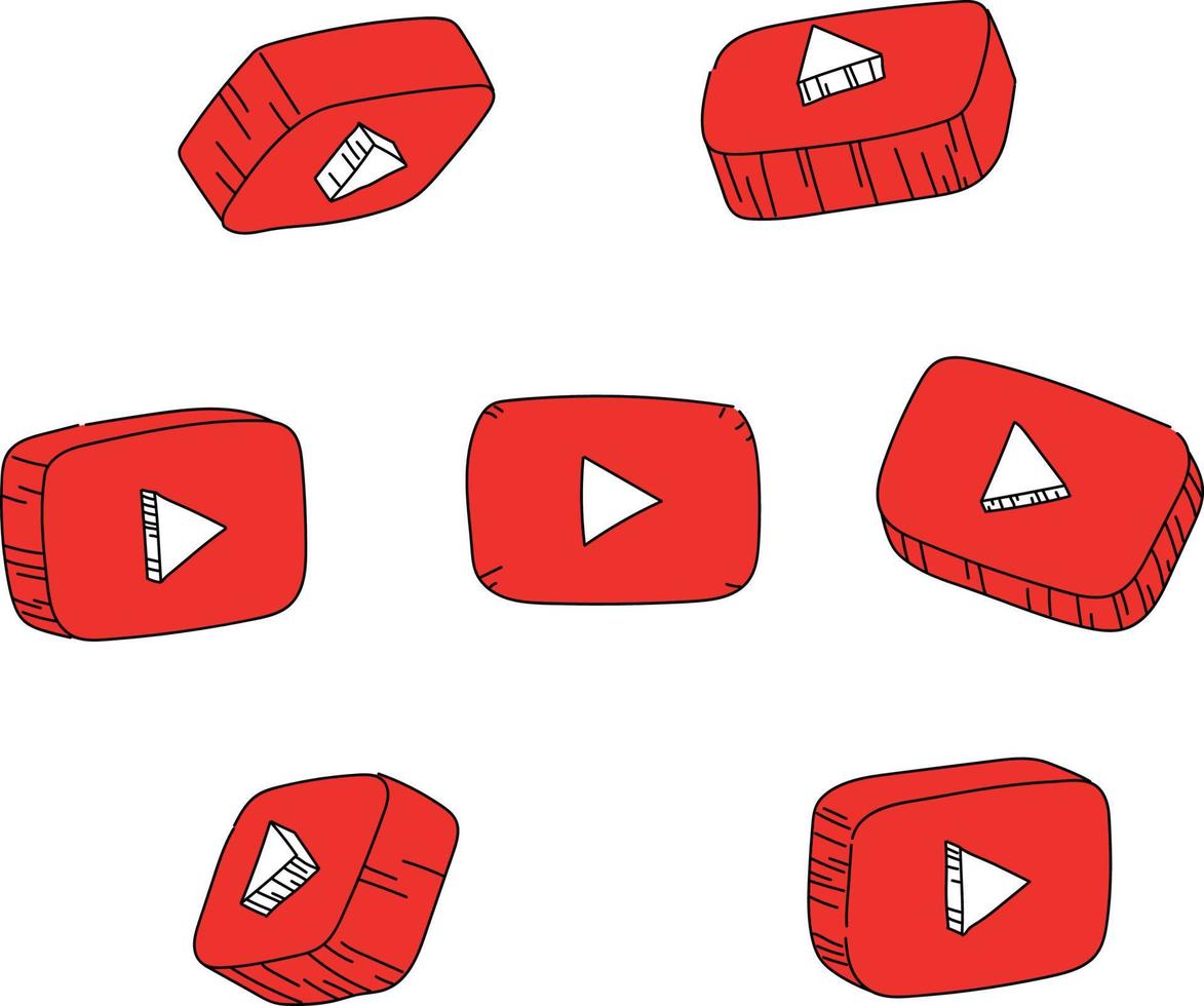 handgezeichnetes youtube-logo vektor