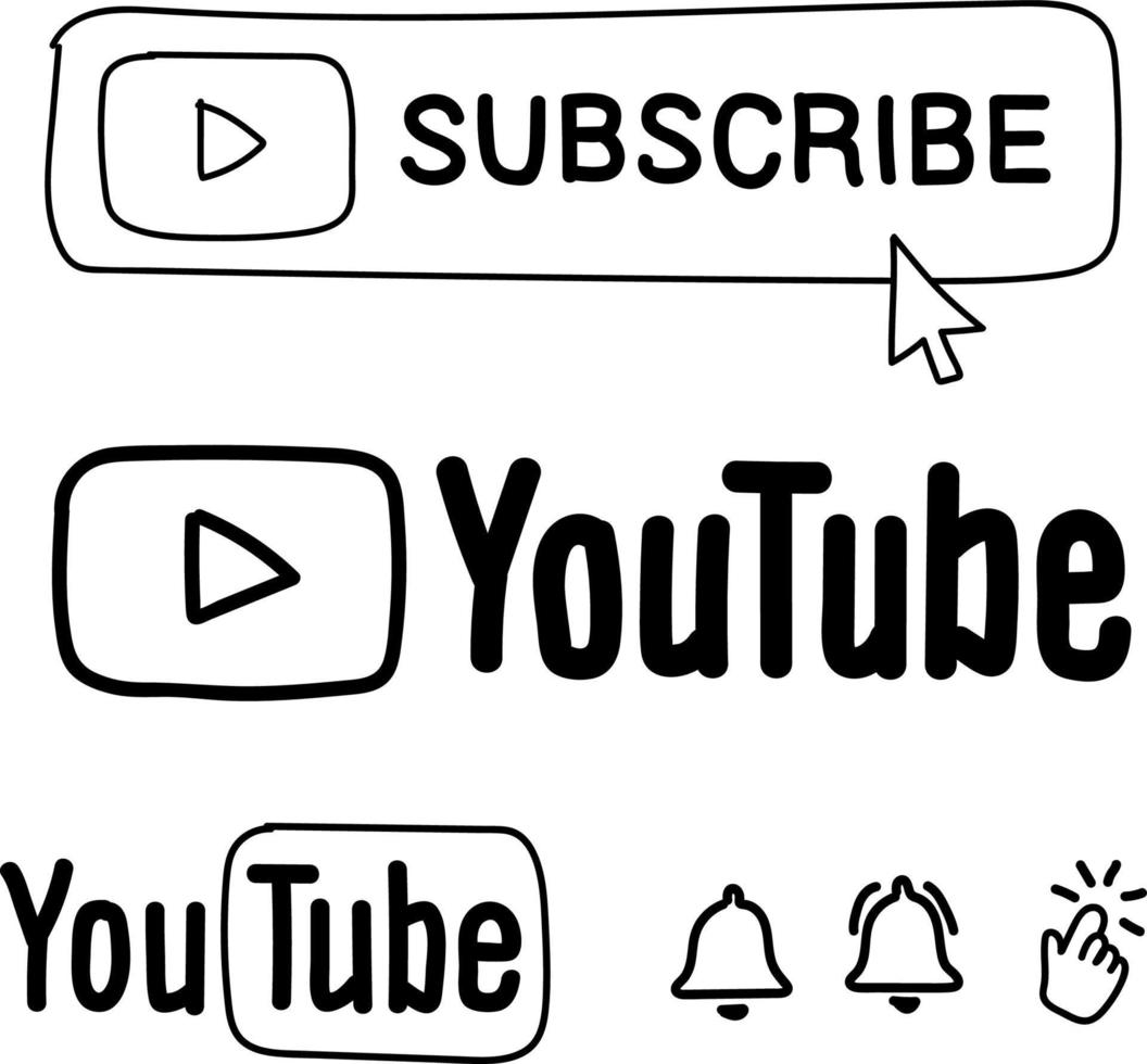 handgezeichnetes youtube-logo vektor