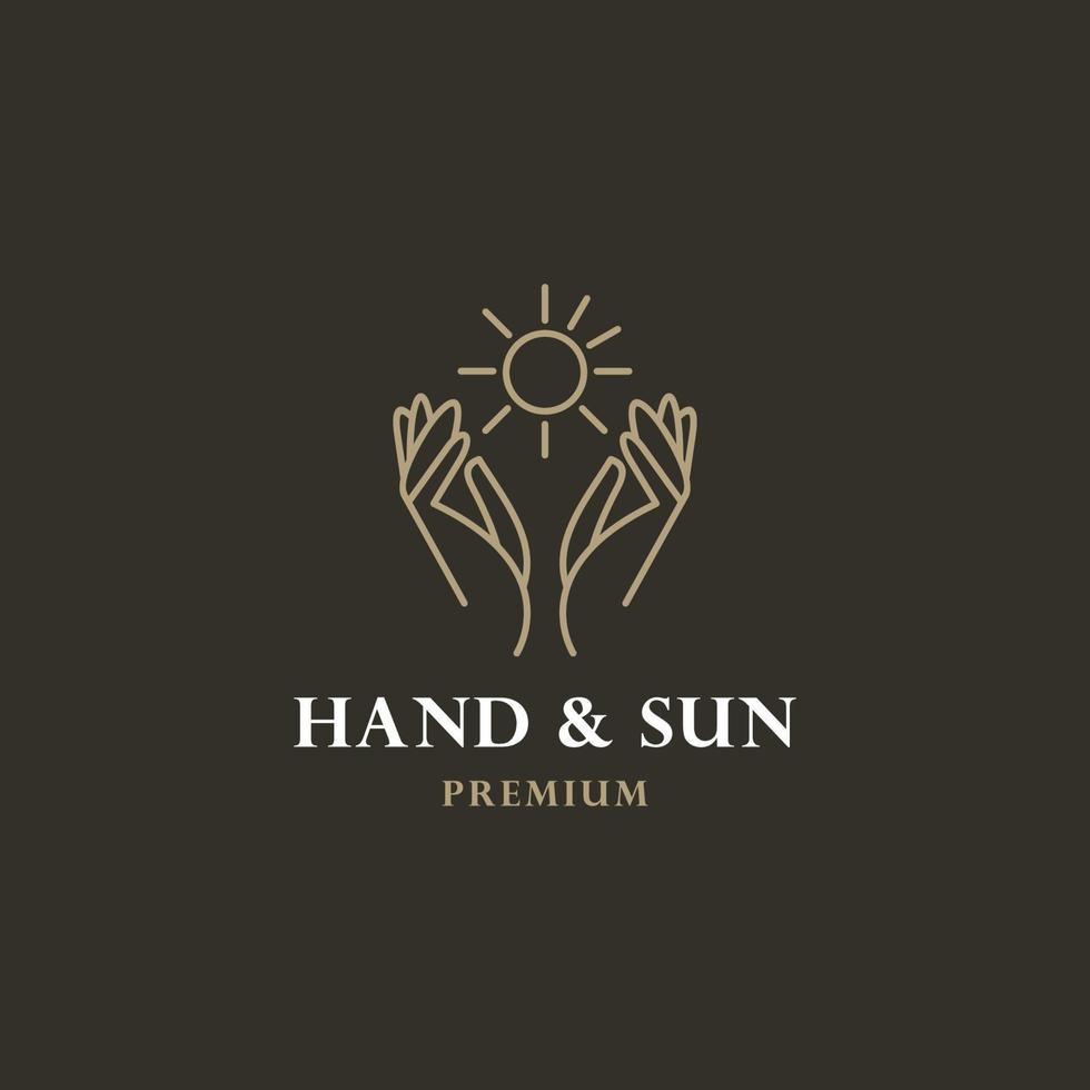 hand innehav de Sol. vektor logotyp design mall