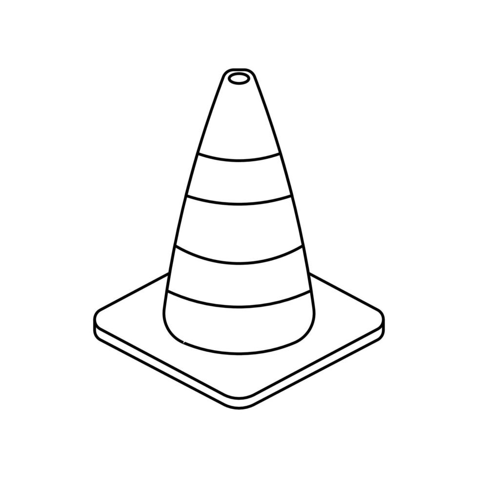Leitkegel schwarze Linie Symbol Cliparts in animierter Cartoon-Vektor-Illustration vektor