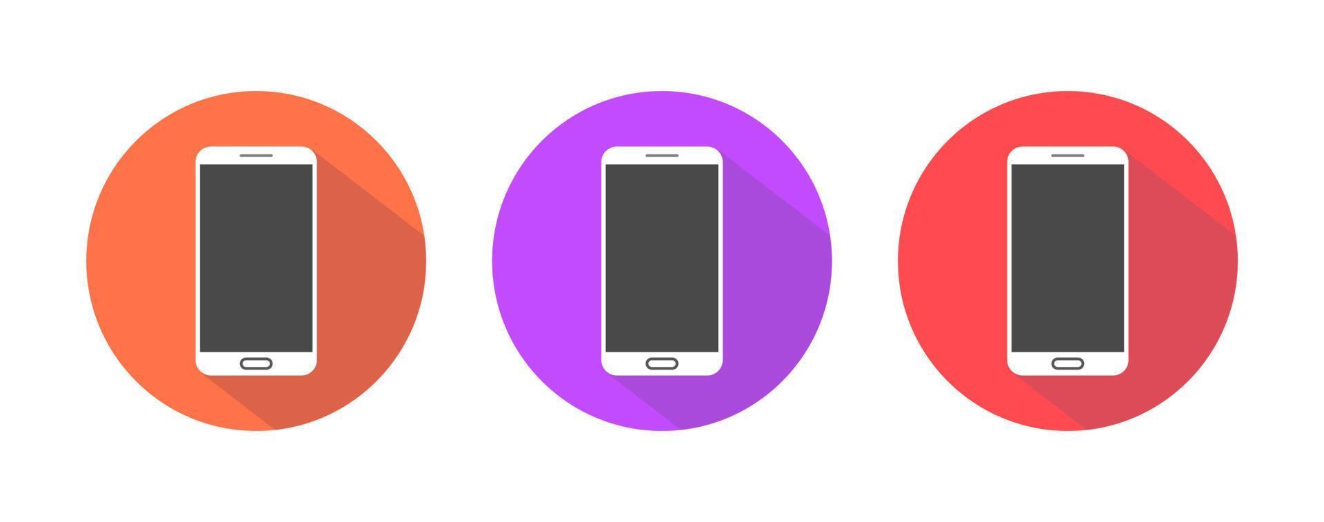 modern smartphone färgrik skugga vektor ikoner