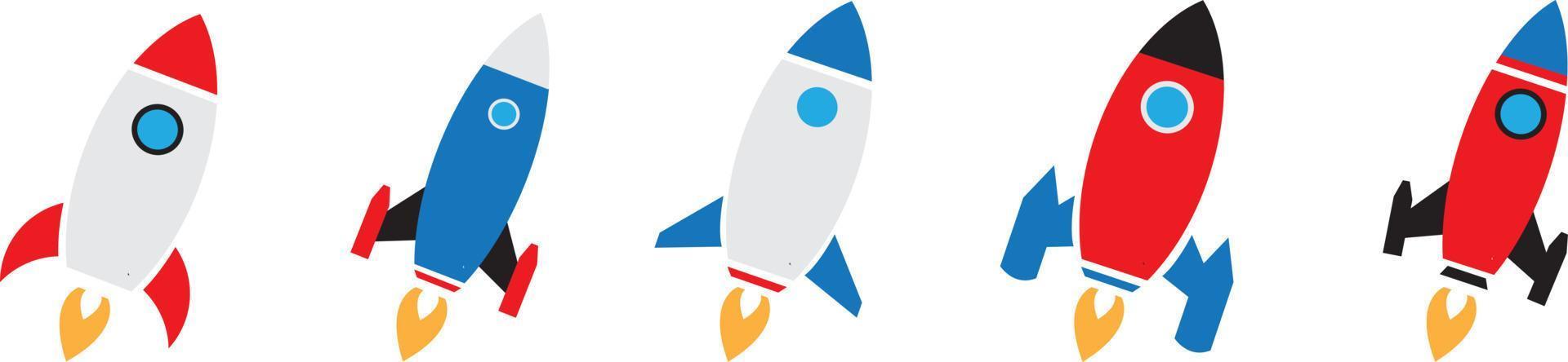 raket ikoner uppsättning. rymdskepp lansera ikon. vektor