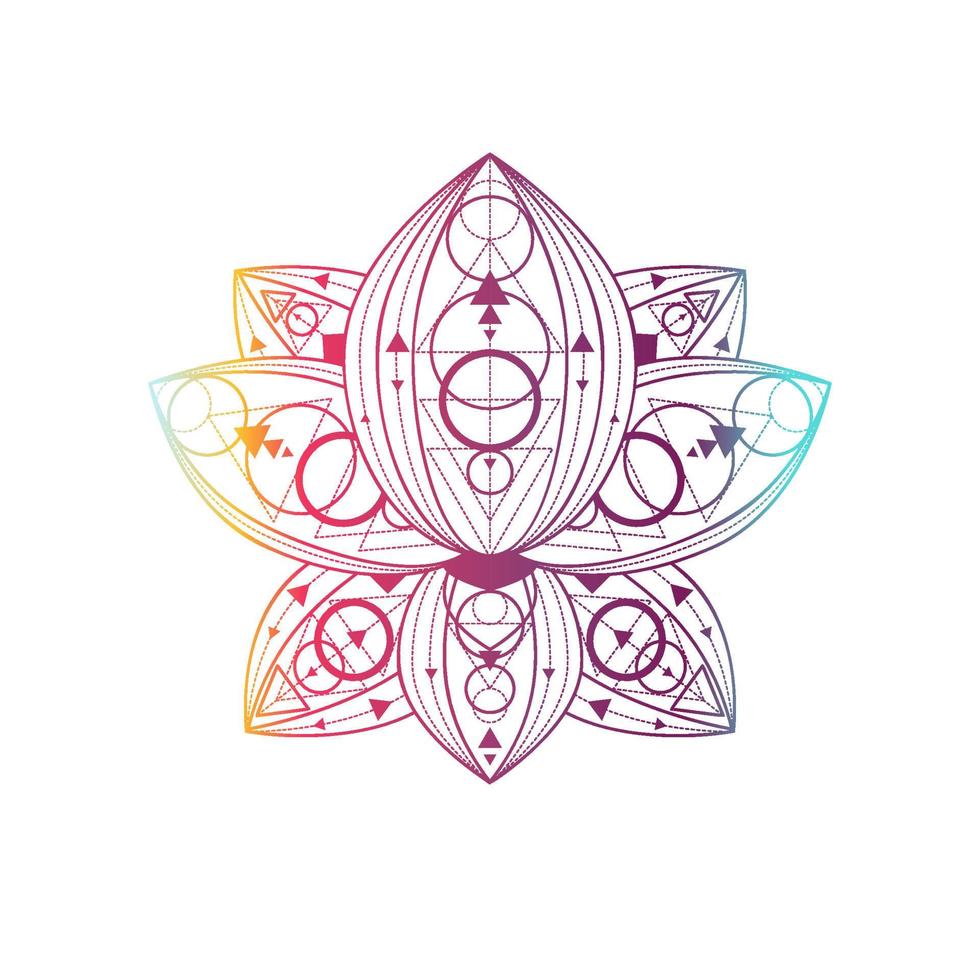 lotusblomma med geometrisk mönstervektor linjär illustration vektor