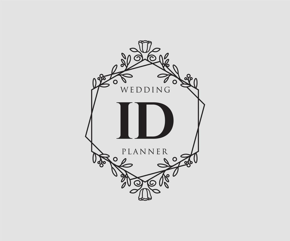 id initialen brief hochzeit monogramm logos sammlung, handgezeichnete moderne minimalistische und florale vorlagen für einladungskarten, save the date, elegante identität für restaurant, boutique, café im vektor