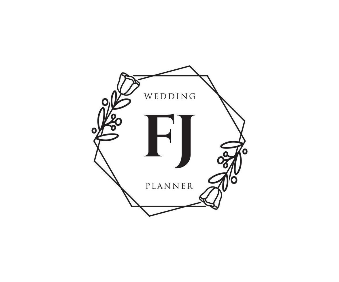 anfängliches feminines fj-logo. verwendbar für Natur-, Salon-, Spa-, Kosmetik- und Schönheitslogos. flaches Vektor-Logo-Design-Vorlagenelement. vektor