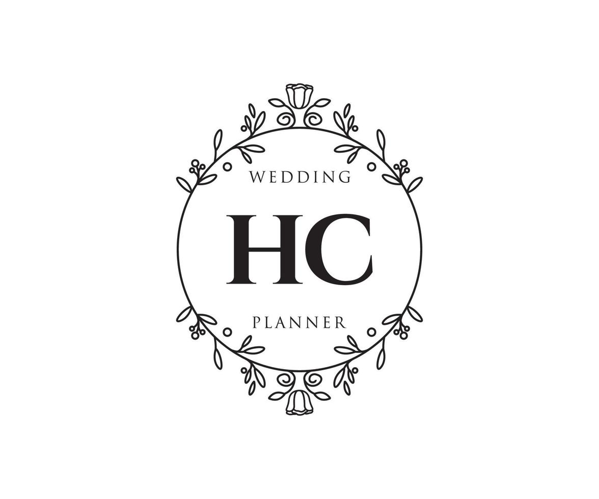 hc initialer brev bröllop monogram logotyper samling, hand dragen modern minimalistisk och blommig mallar för inbjudan kort, spara de datum, elegant identitet för restaurang, boutique, Kafé i vektor