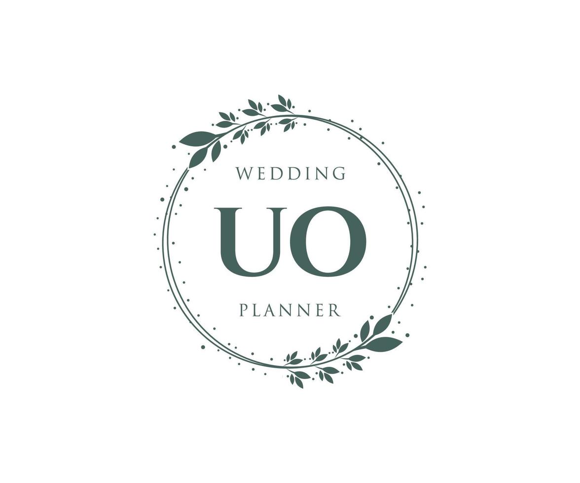 uo initialen brief hochzeitsmonogramm logos sammlung, handgezeichnete moderne minimalistische und florale vorlagen für einladungskarten, save the date, elegante identität für restaurant, boutique, café im vektor