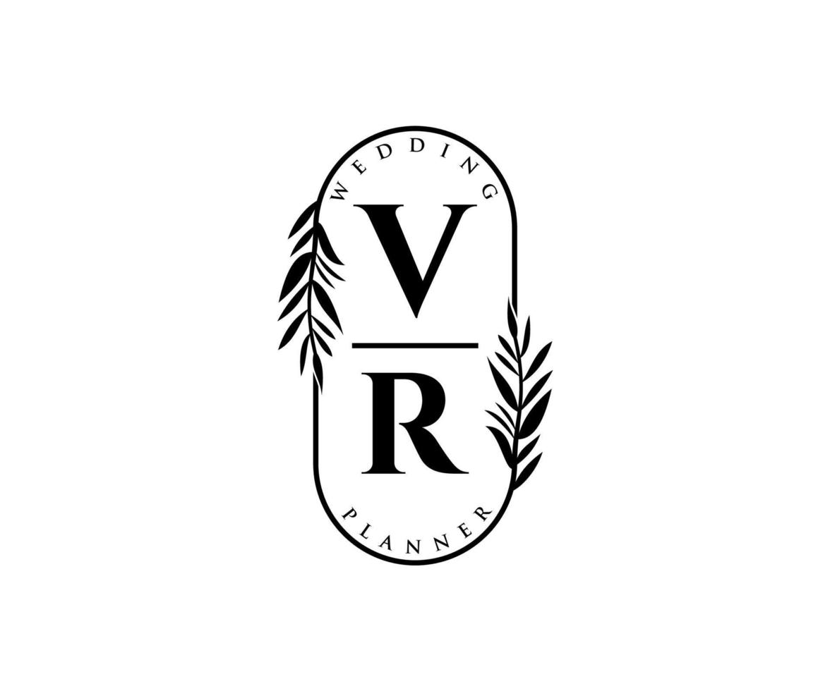 vr initialer brev bröllop monogram logotyper samling, hand dragen modern minimalistisk och blommig mallar för inbjudan kort, spara de datum, elegant identitet för restaurang, boutique, Kafé i vektor