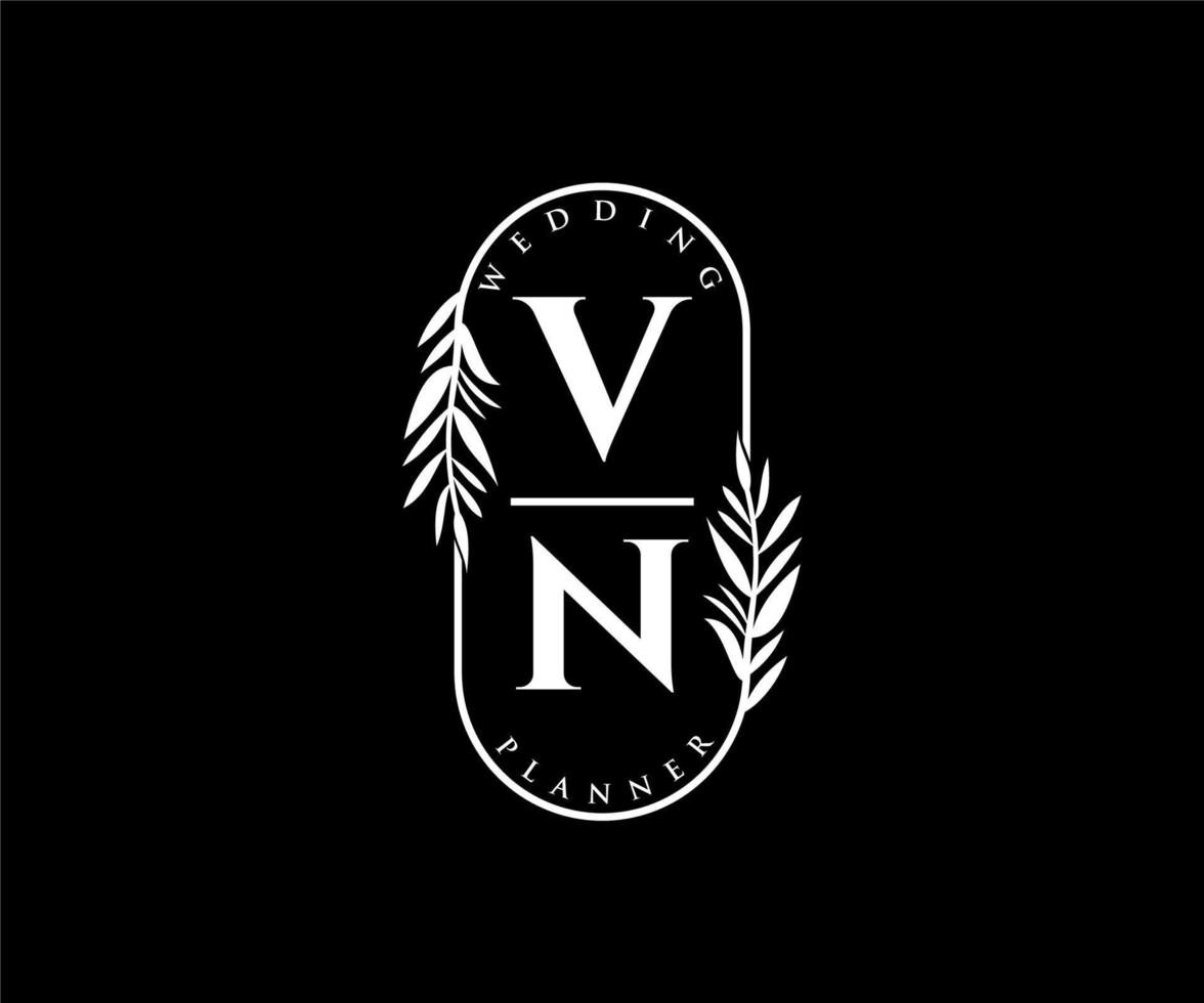 vn initialen brief hochzeitsmonogramm logos sammlung, handgezeichnete moderne minimalistische und florale vorlagen für einladungskarten, save the date, elegante identität für restaurant, boutique, café im vektor