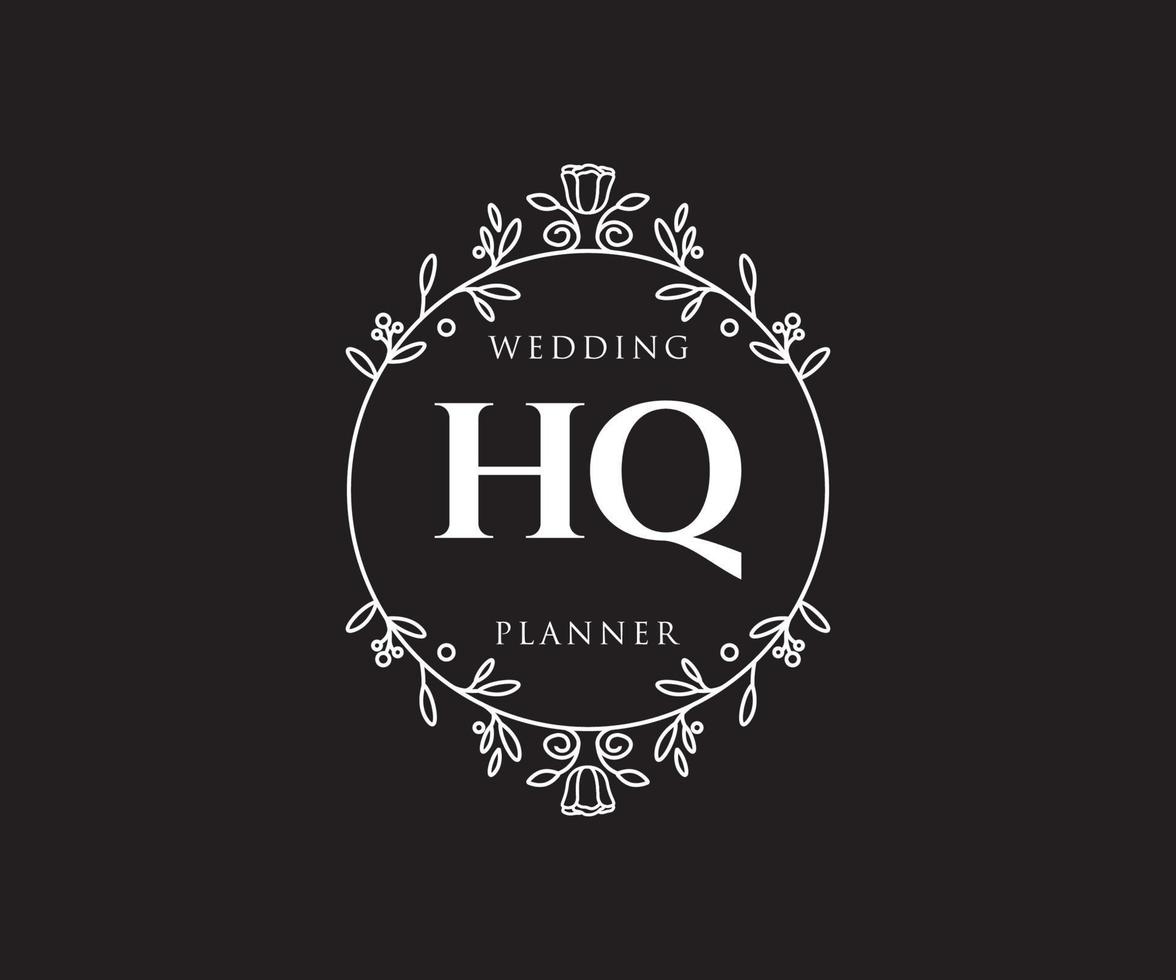 hq initialen brief hochzeitsmonogramm logos sammlung, handgezeichnete moderne minimalistische und florale vorlagen für einladungskarten, save the date, elegante identität für restaurant, boutique, café im vektor