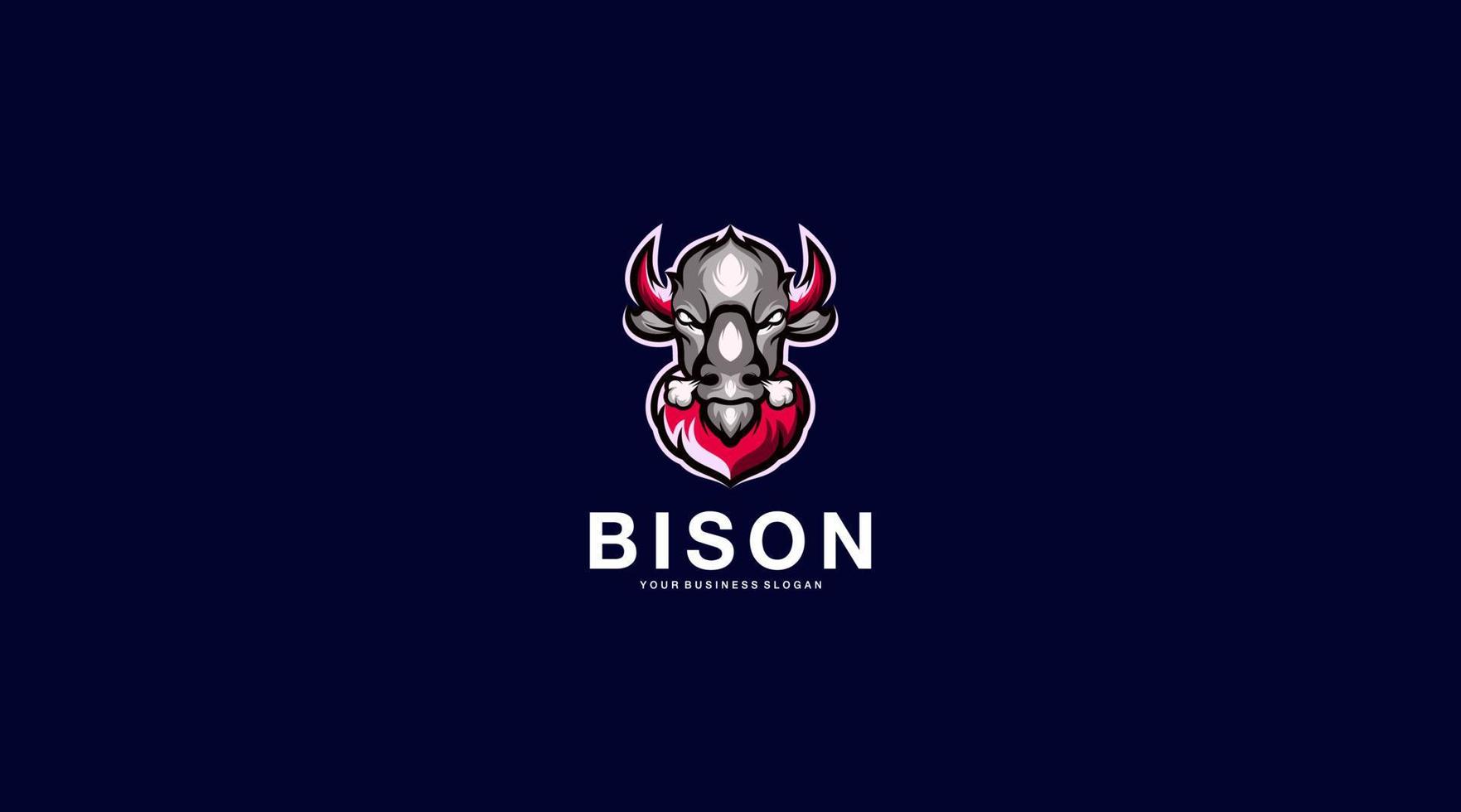 bison vektor logotyp design illustration ikon