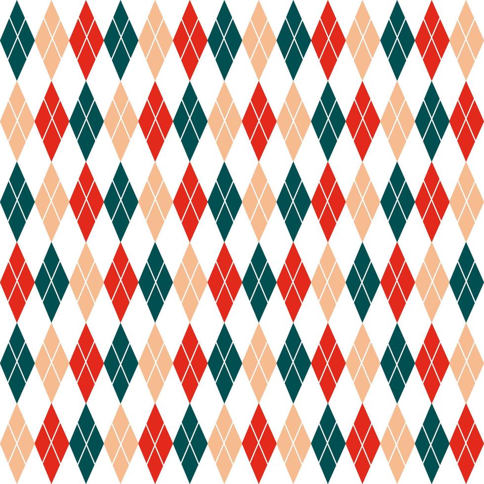 argyle sömlös jul mönster - röd, grön och beige ruter med randig genomskärning. scandinavian stil av hand teckning. Begagnade som en skriva ut för tyg, omslag papper, tapet och dekor. vektor