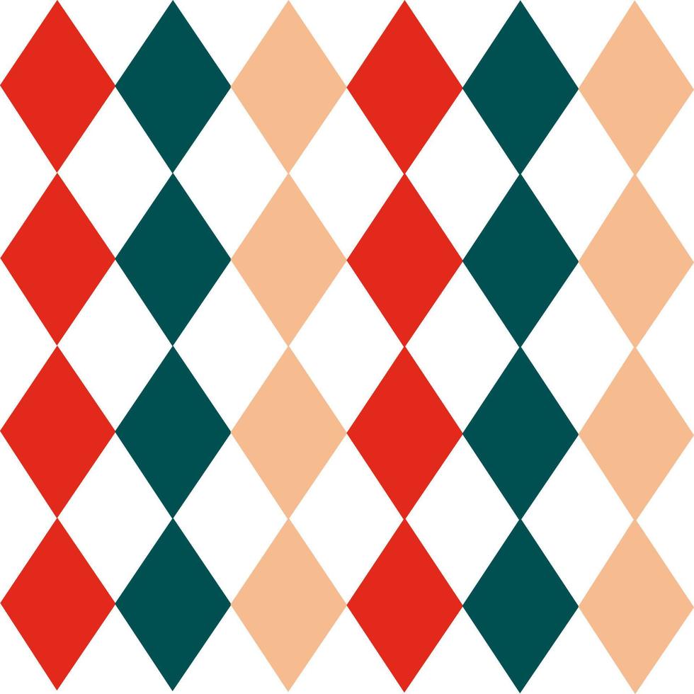 Argyle nahtloses Weihnachtsmuster - rote, grüne und beige Diamanten. Hergestellt im traditionellen skandinavischen Stil der Handzeichnung. als Druck für Stoff, Packpapier, Tapeten und Dekor verwendet vektor