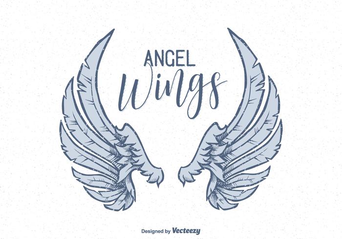 Vektor Hand gezeichnete Engel Flügel