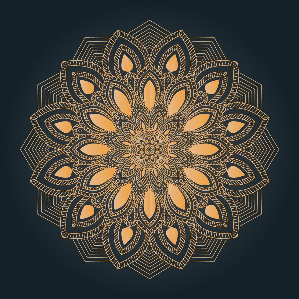 Luxus-Zier- und Hochzeits-Mandala-Design-Hintergrund in goldener Farbe vektor