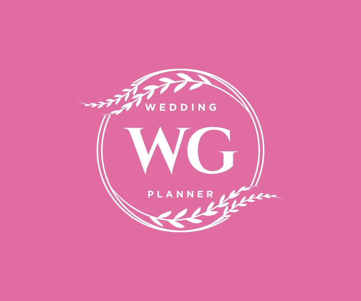 wg initialen brief hochzeitsmonogramm logos sammlung, handgezeichnete moderne minimalistische und florale vorlagen für einladungskarten, save the date, elegante identität für restaurant, boutique, café im vektor