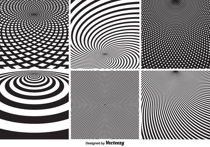 Zusammenfassung Monochrome Psychedelic Circular Vector Patterns