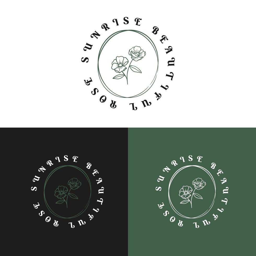 soluppgång blommig blomma logotyp. blomma logotyp, solsken logotyp, logotyp design, logotyper, design, blommig logotyp, boho logotyper, logotyp design, botanisk logotyp design vektor