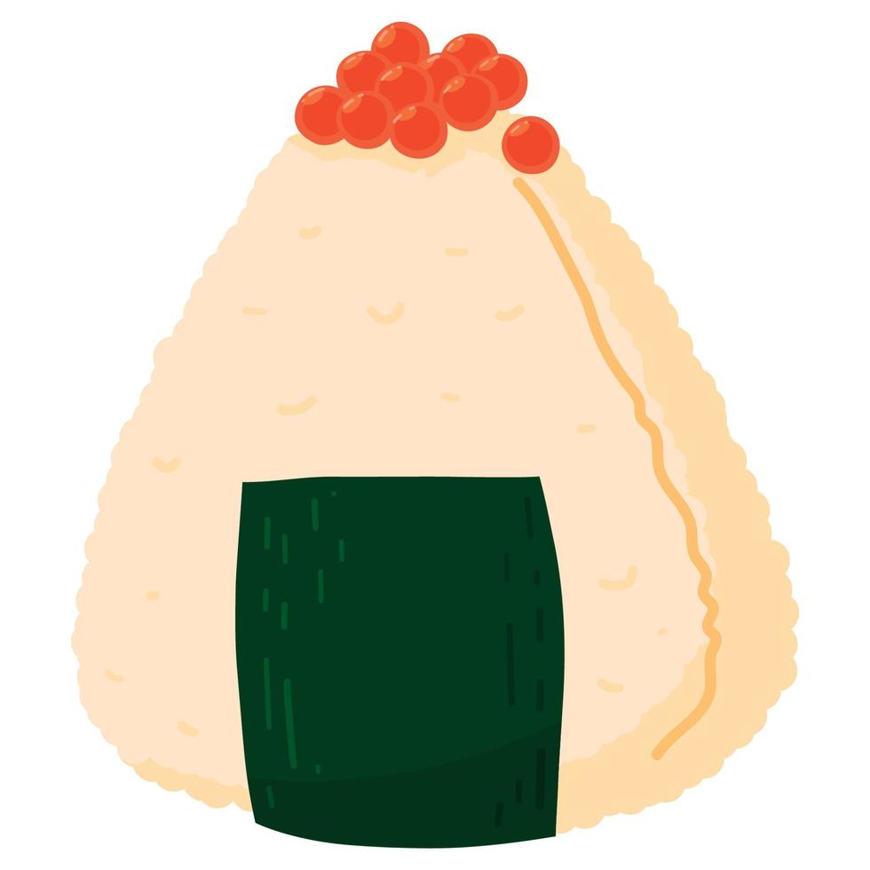 onigiri. japansk snabb mat tillverkad av ris med fyllning, gjuten i de form av en triangel i inte jag heller vektor
