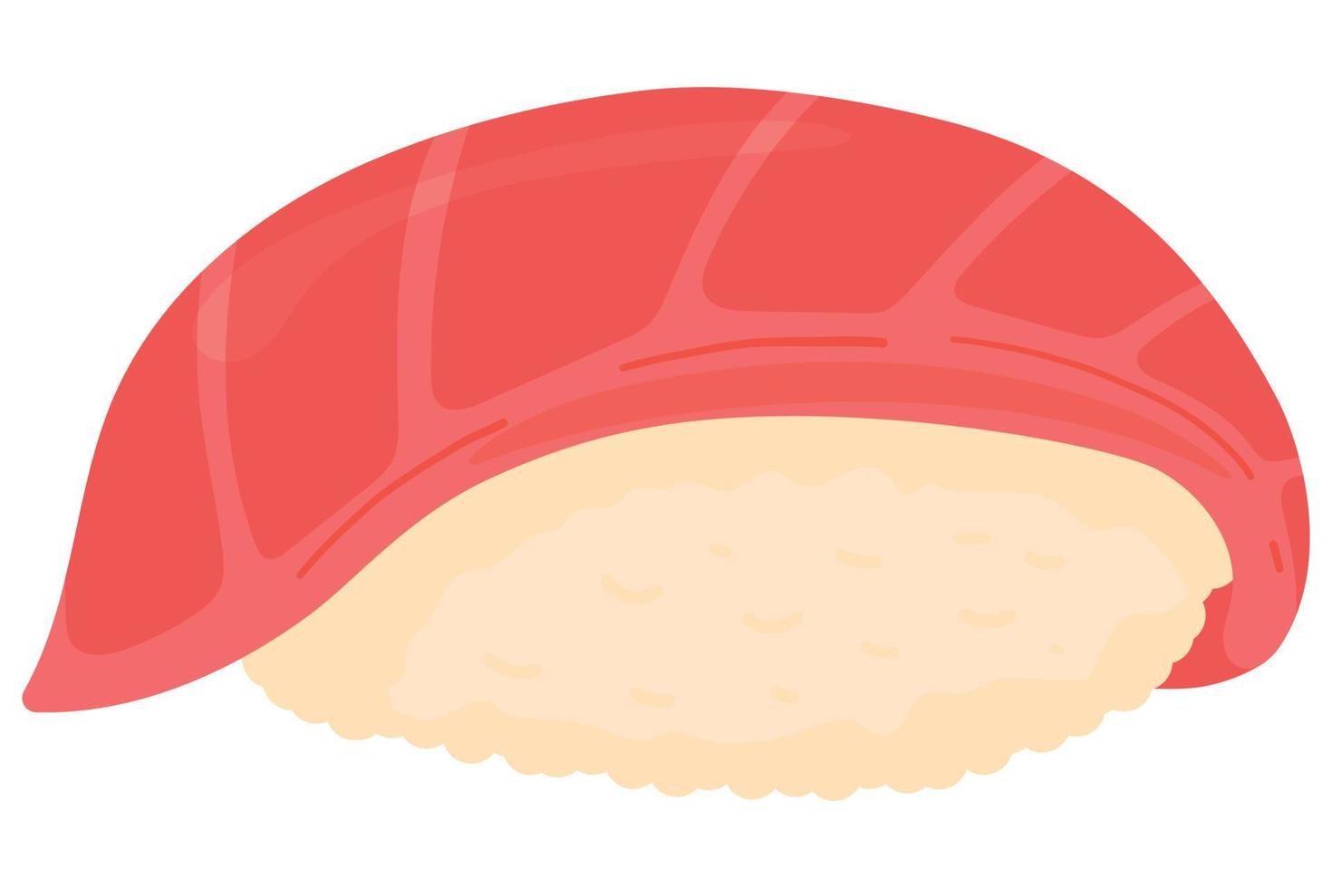 Cartoon-Thunfisch-Sushi. japanische küche, traditionelle lebensmittelikone lokalisiert auf weißem hintergrund vektor
