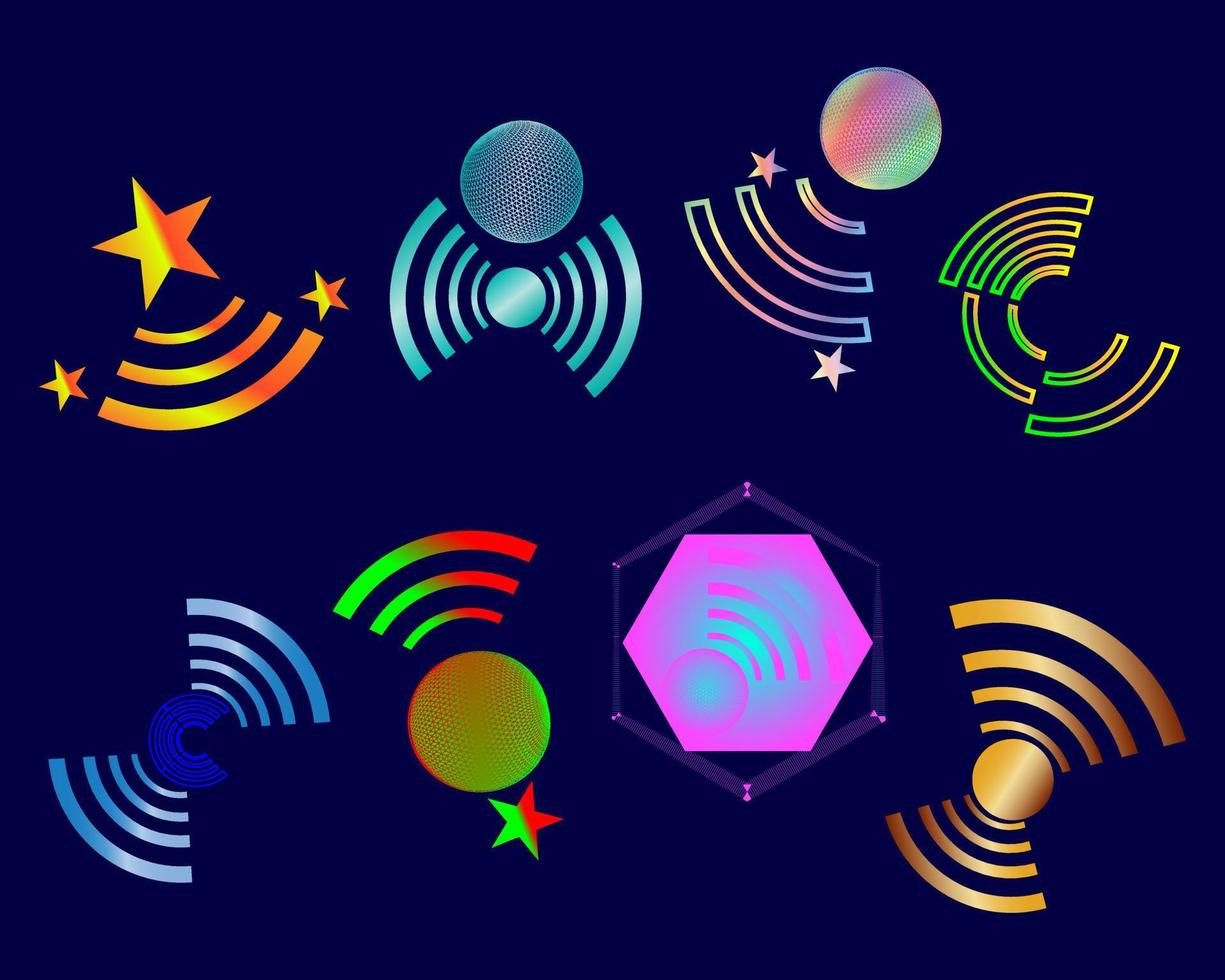 samling av ikoner internet wiFi trådlös förbindelse nätverkande hemsida delning abstrakt bakgrund vektor illustration