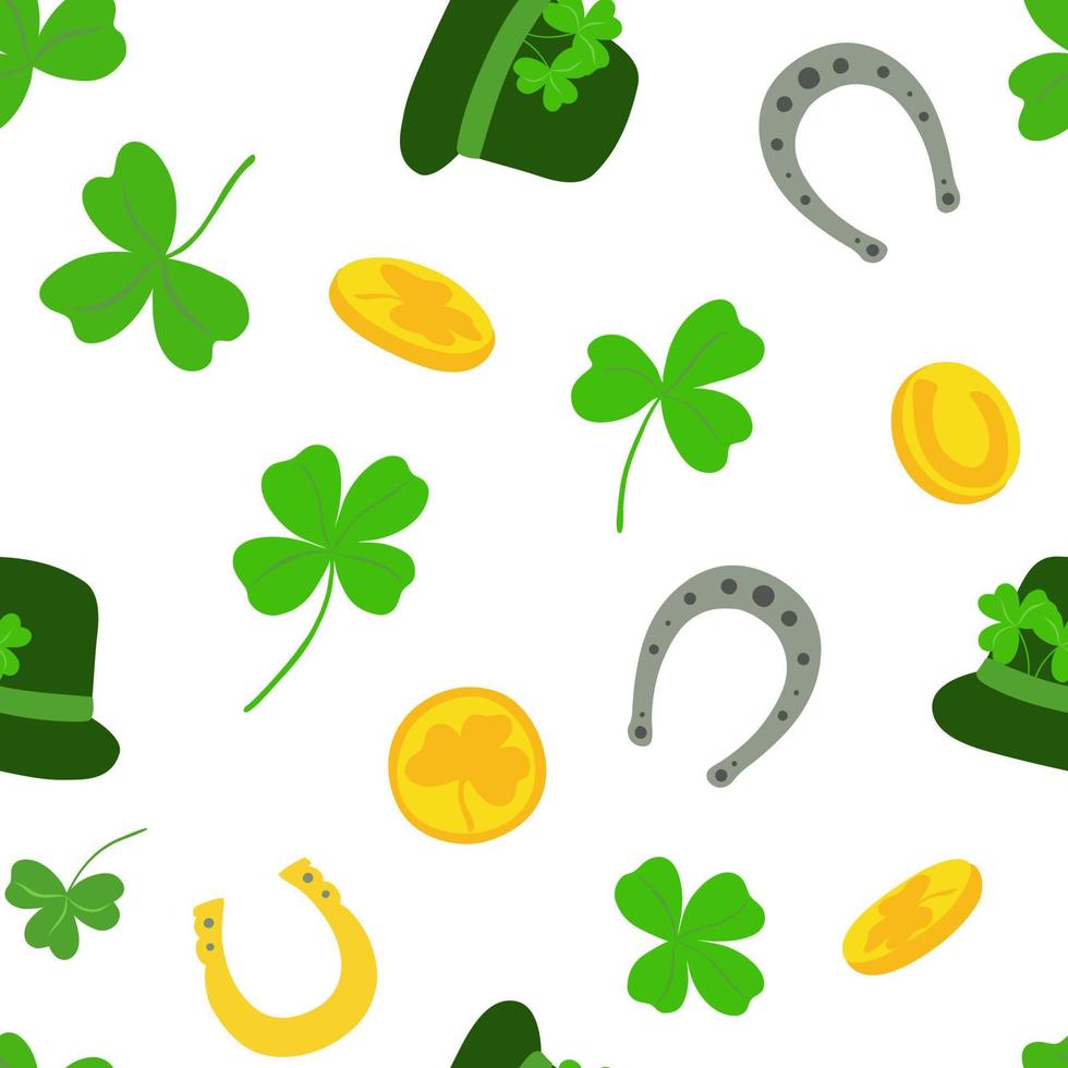 vitklöver löv, mynt, irland Karta, hatt, häst sko, kittel vektor illustration uppsättning, en symbol av en nationell identitet av irland och dess vår Semester, st Patricks dag, söt tecknad serie stil