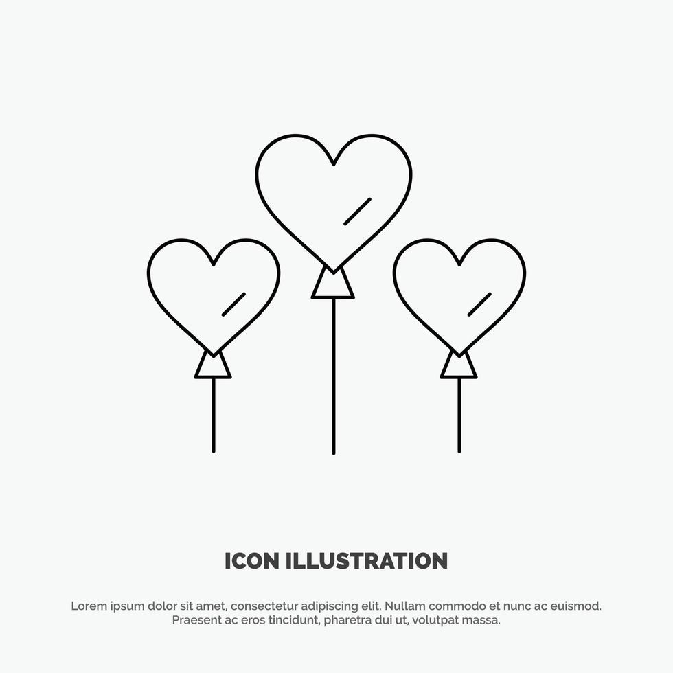 Herz Ballon Liebe Vektor Liniensymbol