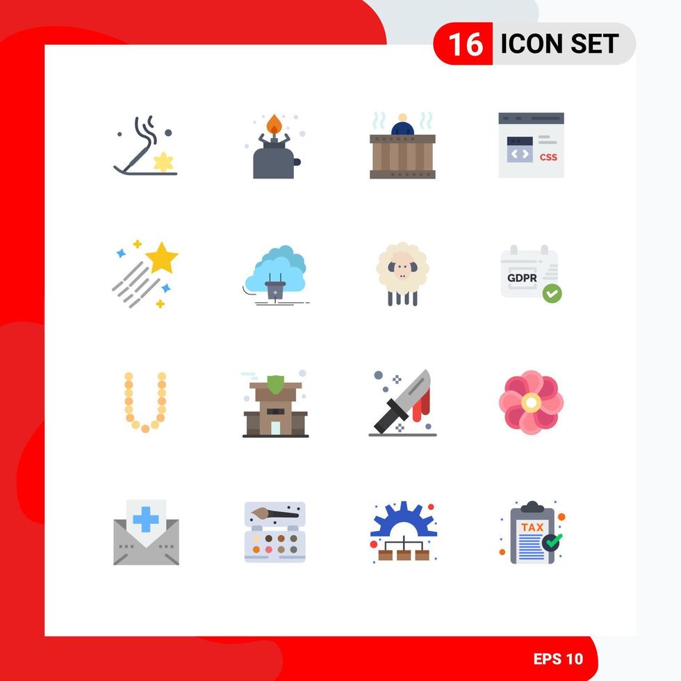 platt Färg packa av 16 universell symboler av utveckla kodning picknick koda spa redigerbar packa av kreativ vektor design element