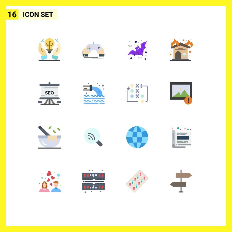 modern uppsättning av 16 platt färger pictograph av presentation interiör app öppen spis skrämmande redigerbar packa av kreativ vektor design element