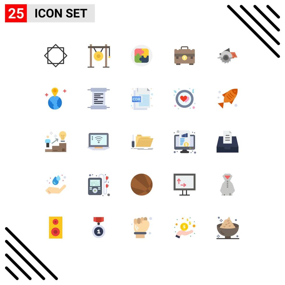 Stock Vector Icon Pack mit 25 Zeilenzeichen und Symbolen für Portfolio Business Sound Aktenkoffer Lösung editierbare Vektordesign-Elemente