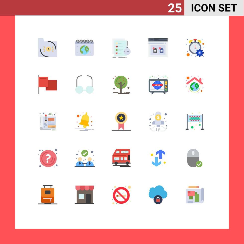 Packung mit 25 modernen flachen Farbzeichen und Symbolen für Web-Printmedien wie Dateibrowser-Tagesarchiv-Check editierbare Vektordesign-Elemente vektor