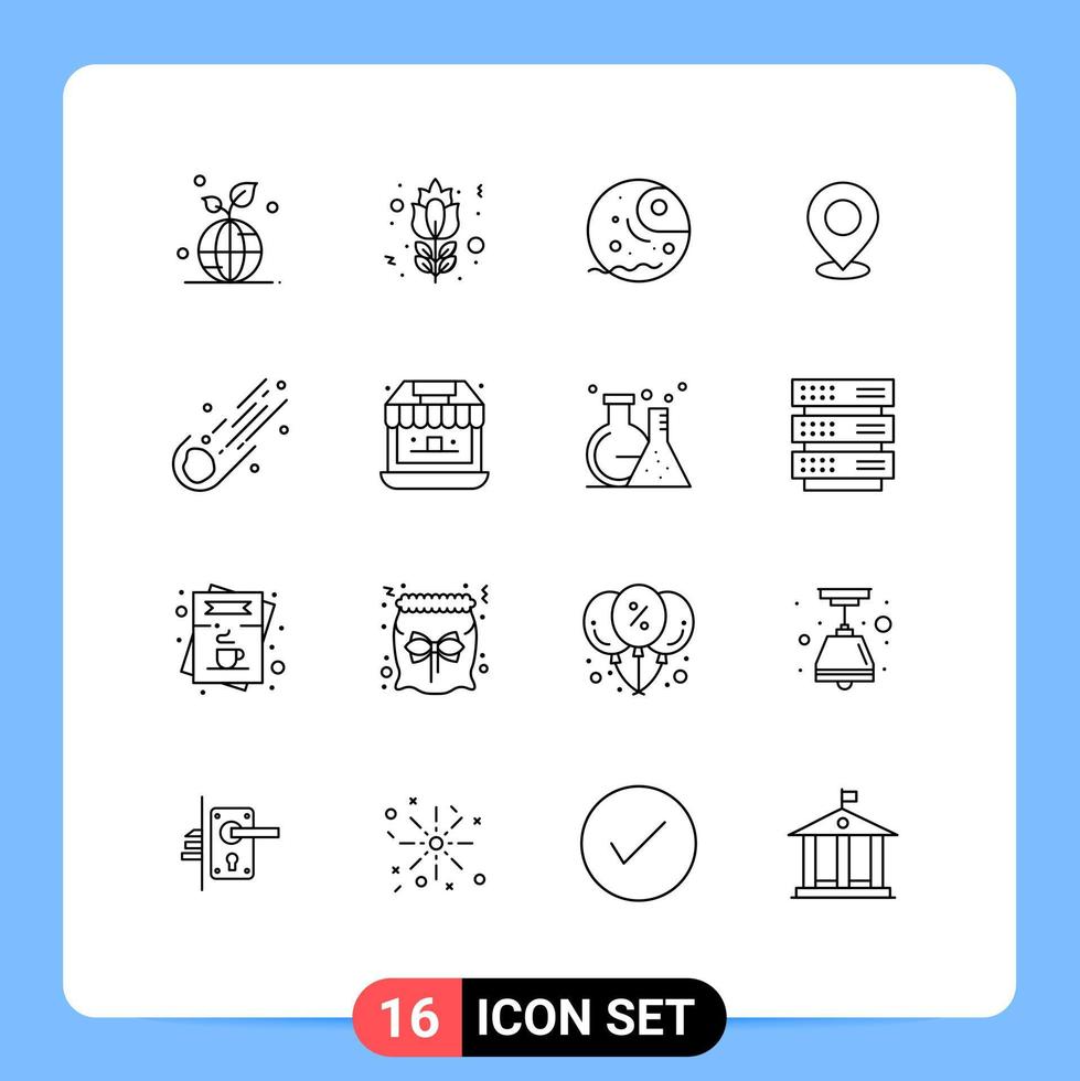 översikt packa av 16 universell symboler av stift mark reste sig Karta planet redigerbar vektor design element