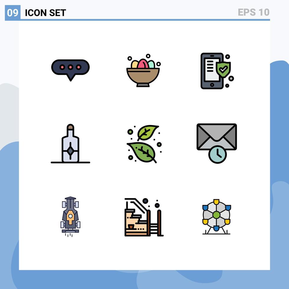 uppsättning av 9 modern ui ikoner symboler tecken för blad aska telefon solkräm strand redigerbar vektor design element