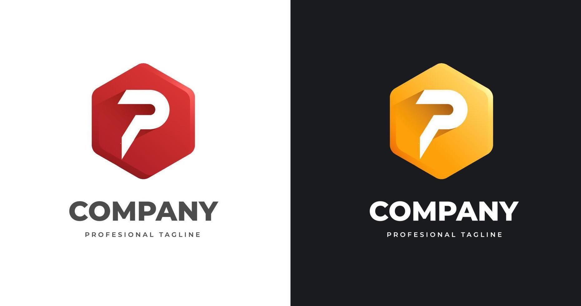 lyx modern brev p logotyp design mall med geometrisk form stil vektor