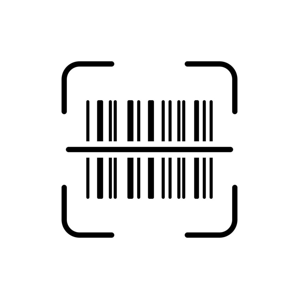 Symbol für Strichcodeetikett scannen. Barcode-Tag-Scanner lineares Piktogramm. Umrisssymbol für die Identifizierung von Produktinformationen. digitale Scan-Technologie. editierbarer Strich. isolierte Vektorillustration. vektor