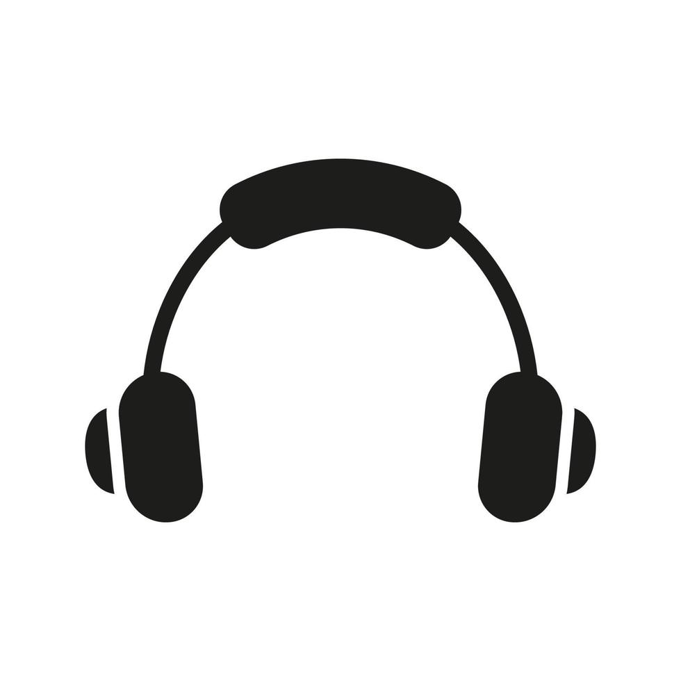 headsetet för lyssnande till musik, audio, podcast glyf piktogram. hörlurar silhuett ikon. dj hörlur, volym ljud symbol. huvud telefon tecken. isolerat vektor illustration.