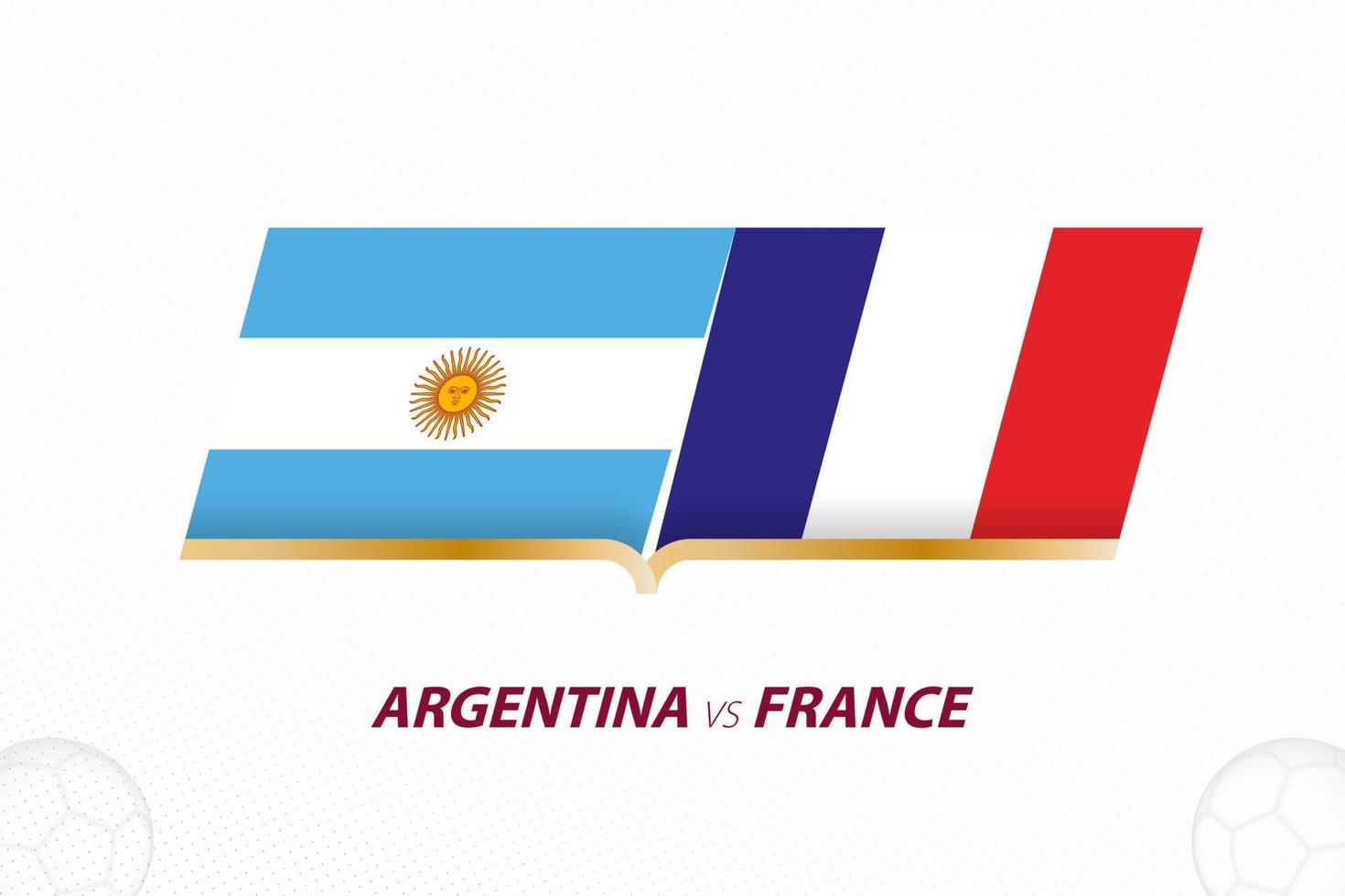argentinien gegen frankreich im fußballwettbewerb, final. gegen Symbol auf Fußballhintergrund. vektor