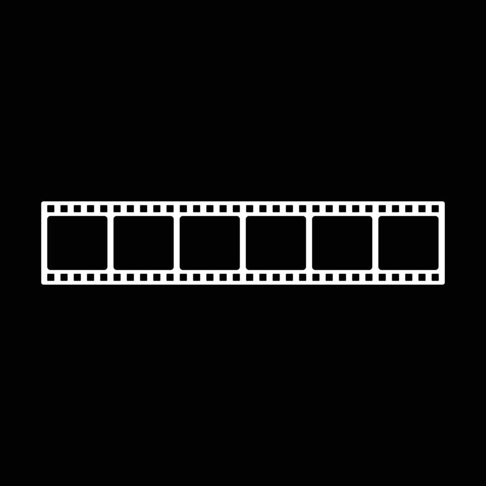 eps10 weiße Vektorfilmstreifenrolle 35 mm leeres Diarahmensymbol isoliert auf schwarzem Hintergrund. Rahmenbild-Fotografie-Symbol in einem einfachen, flachen, trendigen, modernen Stil für Ihr Website-Design und Logo vektor