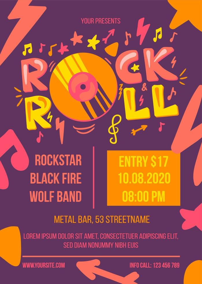 Rock'n'Roll-Event-Poster-Vorlage im Retro-Stil vektor