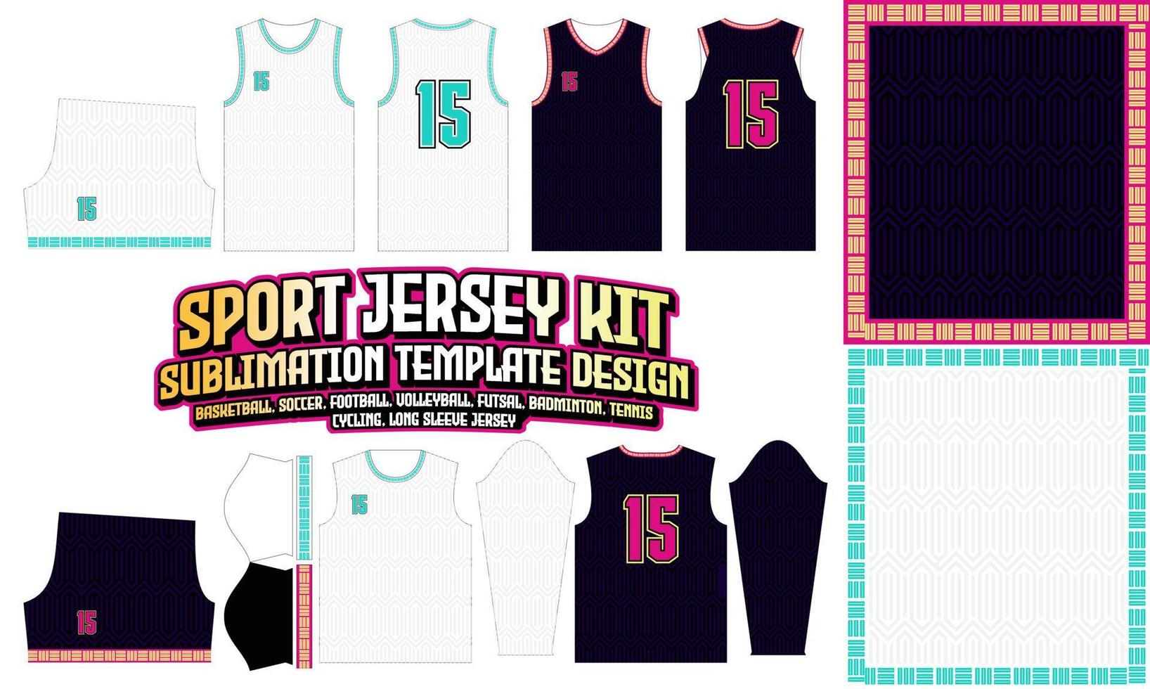 Border Jersey Bekleidung Sportbekleidung Sublimationsmuster Design 254 für Fußball Fußball E-Sport Basketball Volleyball Badminton Futsal T-Shirt vektor