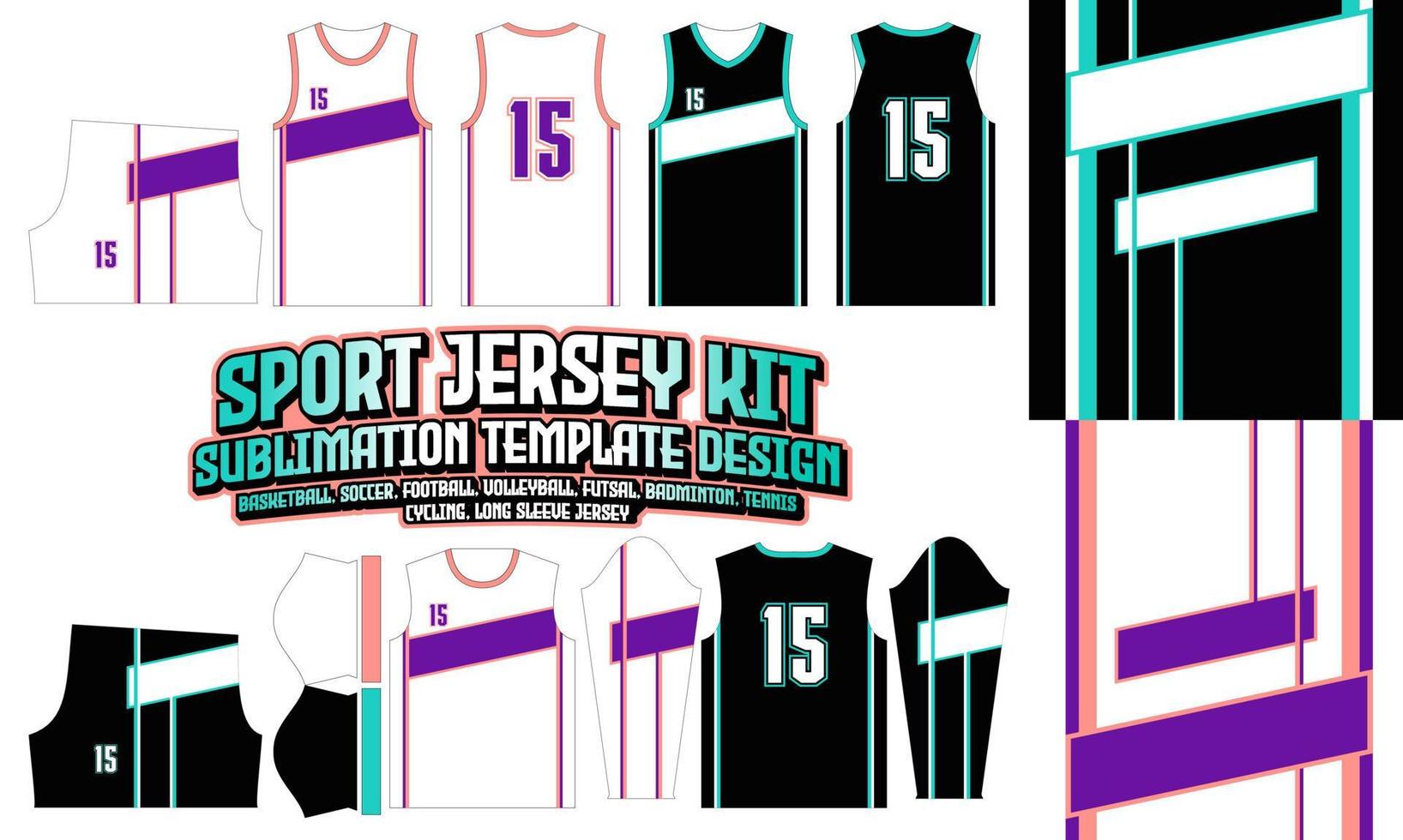 Sport Jersey Bekleidung Sportbekleidung Sublimationsmuster Design 257 für Fußball Fußball E-Sport Basketball Volleyball Badminton Futsal T-Shirt vektor