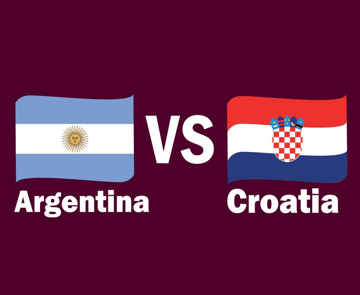 argentinien und kroatien flaggenband mit namen symbol design lateinamerika und europa fußball finale vektor lateinamerikanische und europäische länder fußballmannschaften illustration