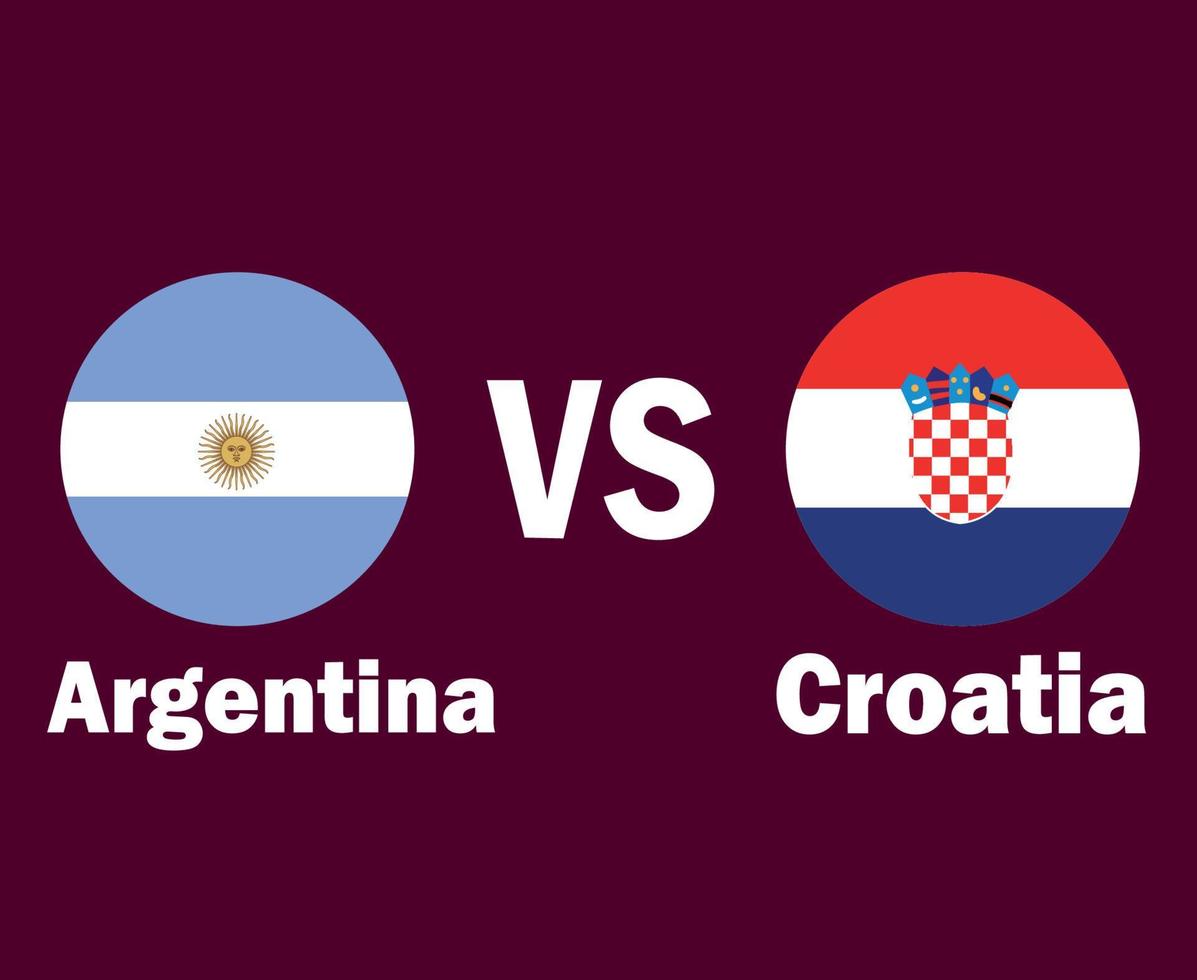 argentina och kroatien flagga med namn symbol design latin Amerika och Europa fotboll slutlig vektor latin amerikan och europeisk länder fotboll lag illustration