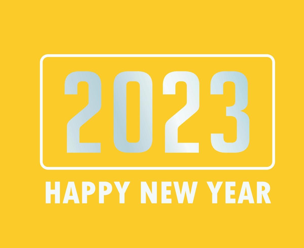 2023 frohes neues Jahr Urlaub Illustration Vektor abstrakt weiß mit gelbem Hintergrund